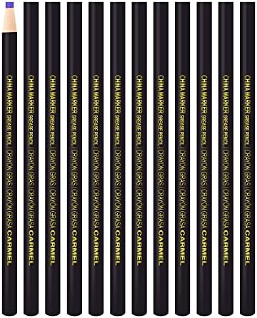 Carmel China Marker, Box of 12 (Purple), Pull String Grease Pencil, Peel-Off Paper Wrapped Wax Pencil for Marking Smooth Surfaces Including Plastic, Metal, Ceramics, Garments & Polished Stone