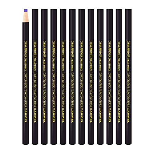 Carmel China Marker, Box Of 12 (Purple), Pull String Grease Pencil, Peel-Off Paper Wrapped Wax Pencil For Marking Smooth Surfaces Including Plastic, Metal, Ceramics, Garments & Polished Stone #TOP3