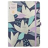 Brand: Busy B Busy B - Agenda diaria de enero a diciembre 2022 - Planificador A5 floral azul marino con páginas rayadas, notas y planificador anual