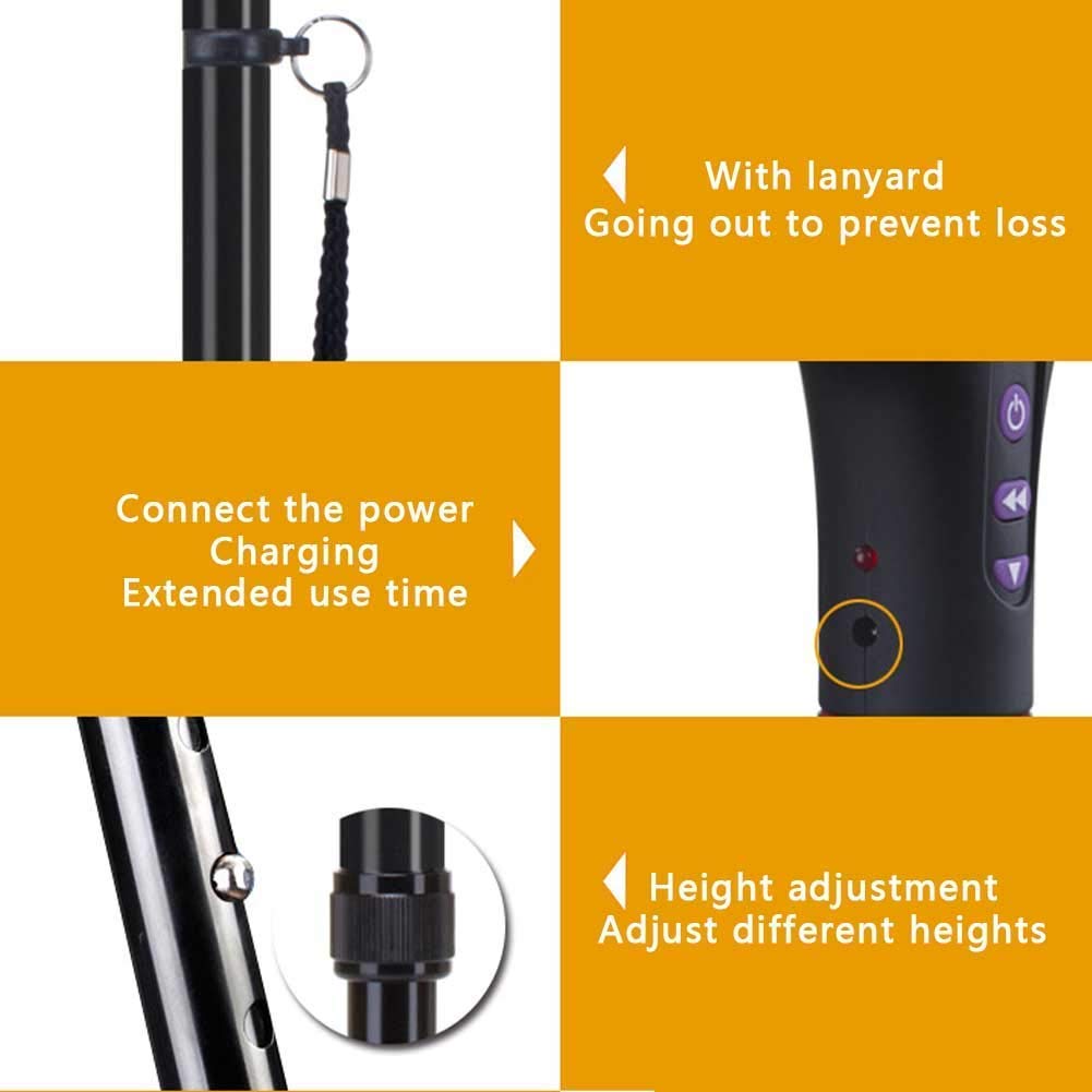Bastón para Caminar con Mango ergonómico, reproducción de Radio, Alarma, función de luz LED, Hombres y Mujeres viajan con Confianza con Este bastón Ajustable, muletas
