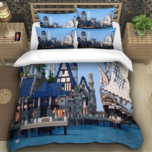 Housse de couette 135x200cm microfibre 3D parure de lit single zippée - 5