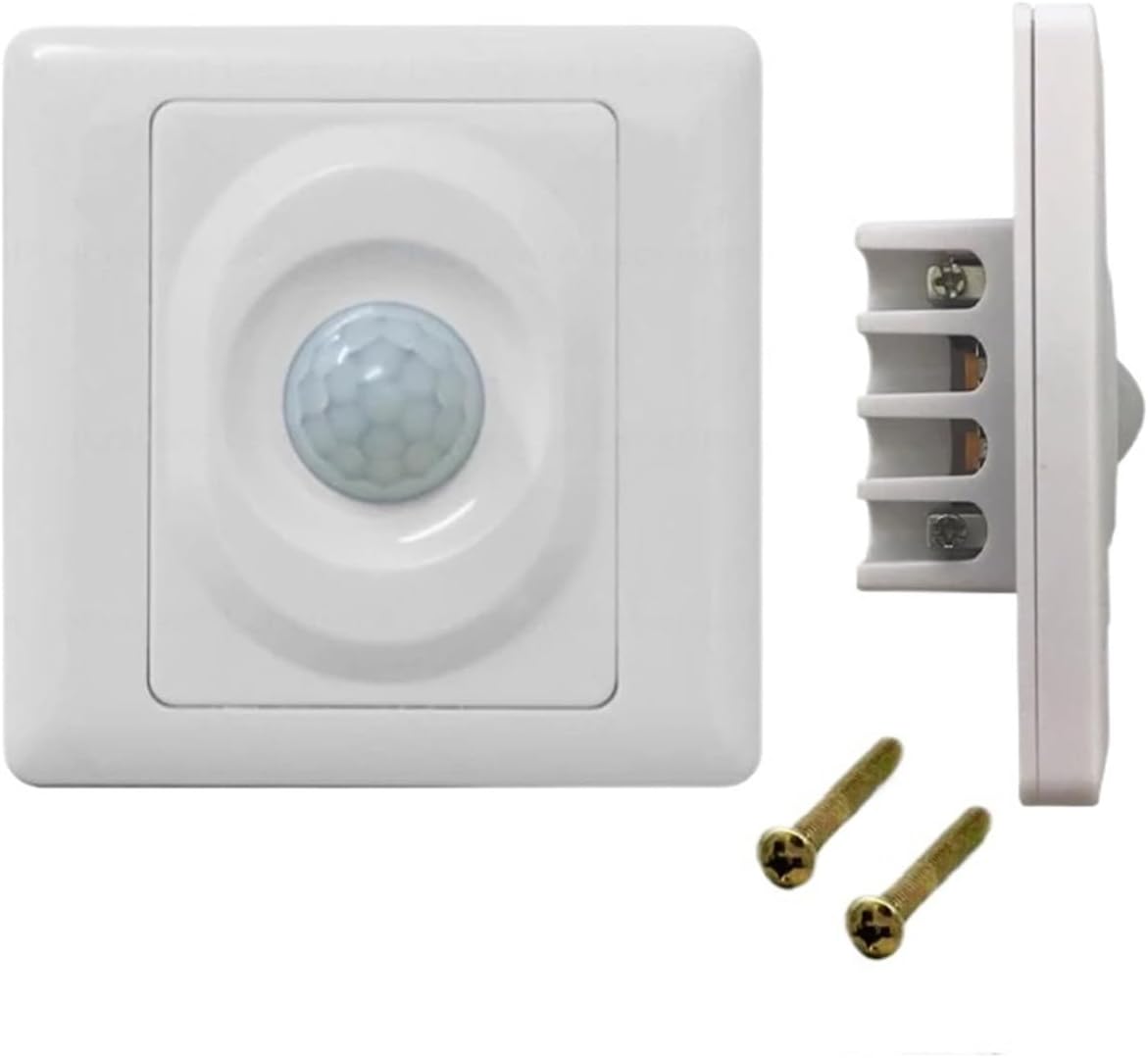 86 Type Sensor Switch 220V AC 180-265V wall-Mounted Panel White Light-Sensitive delay Adjustable Single