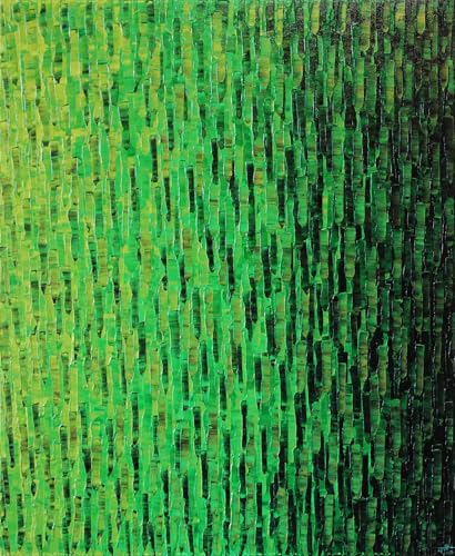 Tableau abstrait vert irisé pour créer une ambiance sereine au salon