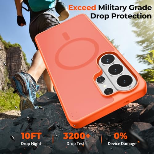 Image of SUPFINE Magnetic for Samsung Galaxy S26 Ultra Case with Screen Protector, (Built-in Magnets) (Military Grade Drop Protection) Slim Translucent Shockproof Phone Case,Orange