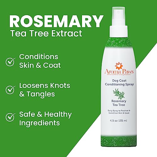 Scented Dog Coat Spray – Cleansing, Conditioning, Moisturizing – Toxin Free, Healthy Ingredients – Aromatic Grooming Puppy Spray – Loosens Knots, Tangles – 4.5 Oz., Rosemary Tea Tree Scented Dog Coat Spray – Cleansing, Conditioning, Moisturizing – Toxin Free, Healthy Ingredients – Aromatic Grooming Puppy Spray – Loosens Knots, Tangles – 4.5 Oz., Rosemary Tea Tree