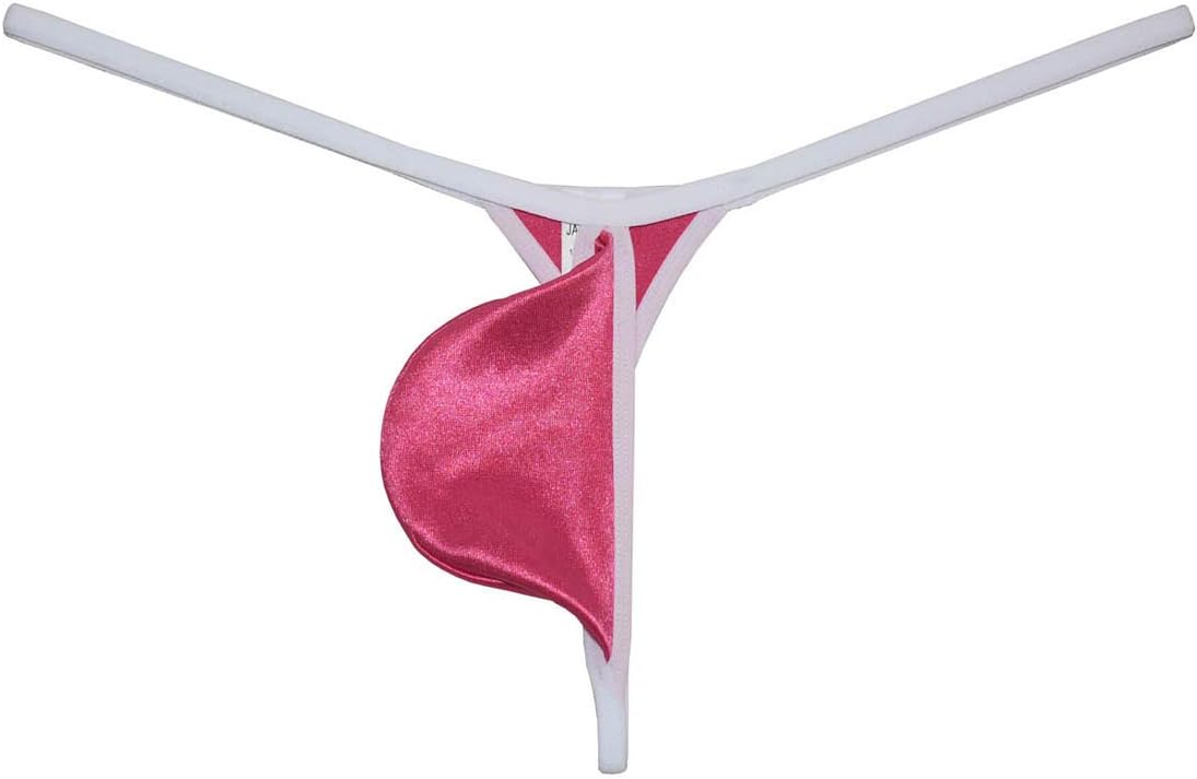 OROCOJUCO Men Shiny String Thong Pouch T-Back Satin Micro Bikini Border Underwear Jockstrap