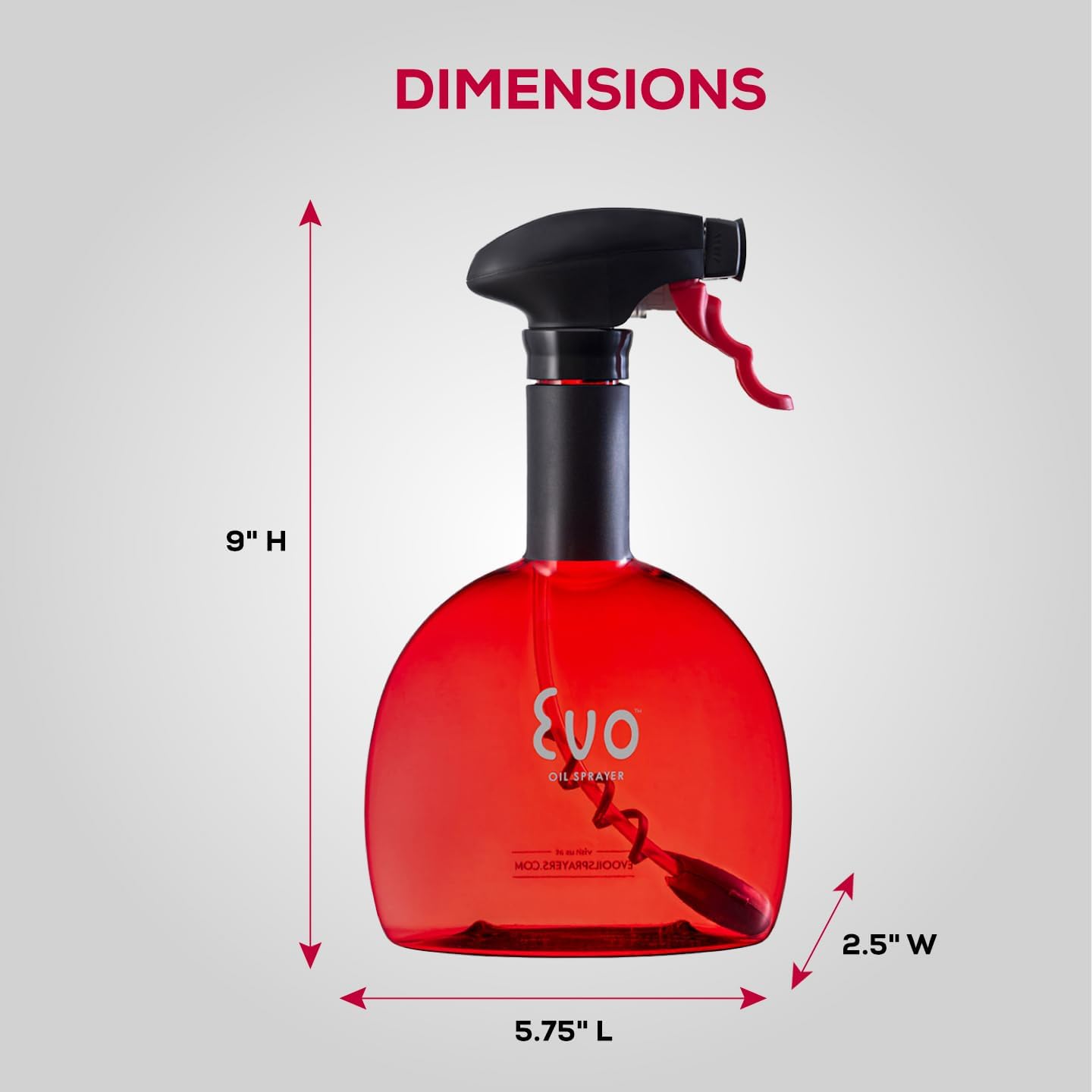 Evo Original Oil Sprayer Bottle | Non-Aerosol for Olive Oil, Cooking Oils, Vinegars | 24-Oz Capacity | Rotatable Nozzle | Gourmet Cooking Tools - Food-Safe Materials | Red image 5