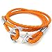 KONOV Mens Womens Braided Leather Bracelet, Anchor Bangle, Orange Silver