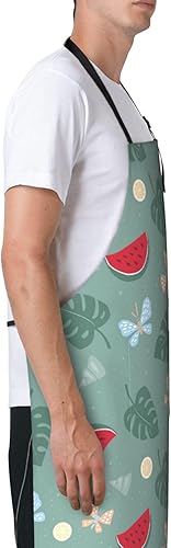 Miniatura 50 de Delantales para mujer con bolsillos, delantal de chef ajustable, correa para el cuello, delantal de cocina impermeable