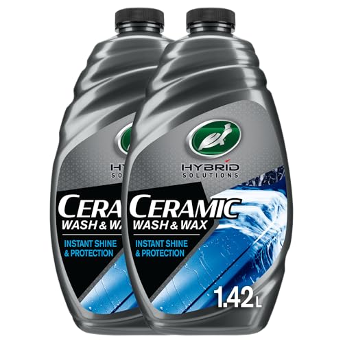 Image of Turtle Wax Hybrid Solutions Ceramic Wash & Wax Car Shampoo 2 Pack - 1.42L 53340 - Car Cleaner Ceramic Protector, Easy Rinse Formula That Removes Road Dirt & Leaves A Clean Glossy Finish