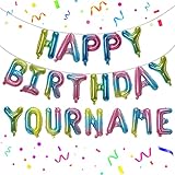 Happy Birthday Banner,Personalized Name Happy Birthday Balloon Banner Letters Balloons 2 Sets A-Z 16