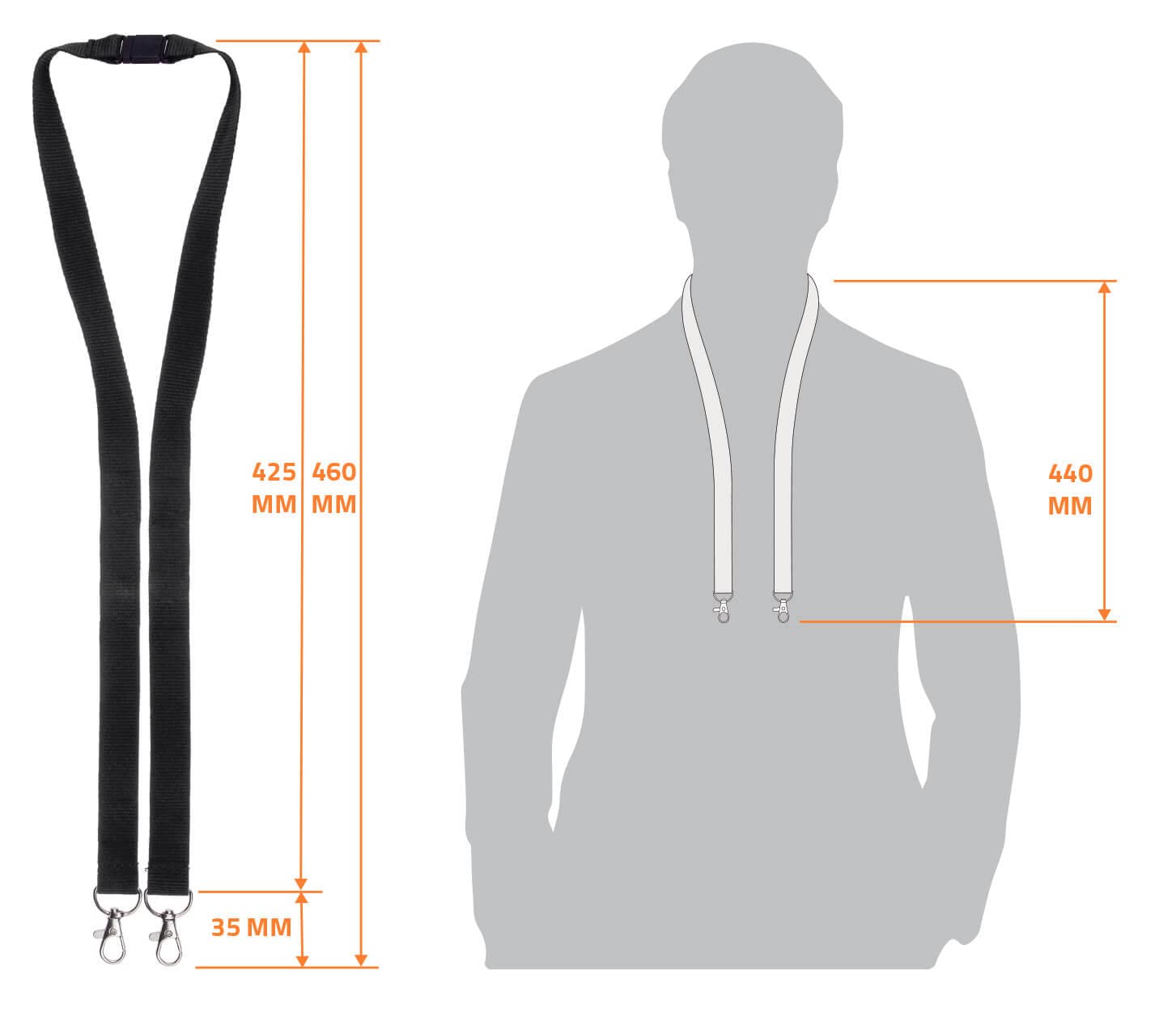 Karteo® Czarna Smycz z Podwójnym Karabińczykiem 100 Sztuk – Lanyard z 2 Karabińczykami i Zapięciem Bezpieczeństwa do Holderów i Etui na Identyfikatory