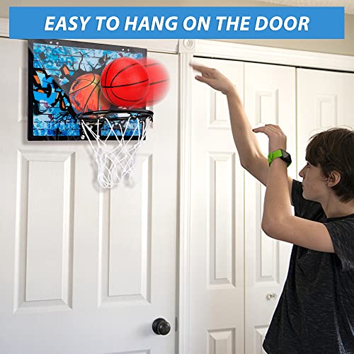 Pro Room Basketball Hoop Toy Set For Kids Adults, Indoor Mini Basketball Hoop Over The Door Metal Upgrade Dunk Rim Sport Accessory With 3 Rubber 6 Inch Little Basketball For Boys Teens(15.8"X11.8") #TOP4