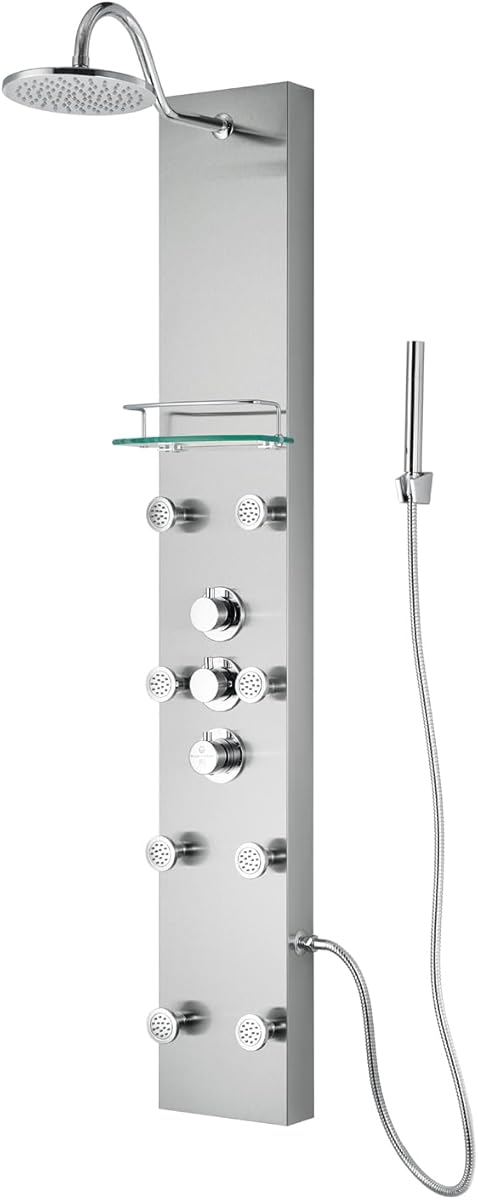 Blue Ocean SPS8801 series Shower Panel Tower with Rainfall Shower Head and Spout (57 inch Stainless Steel)