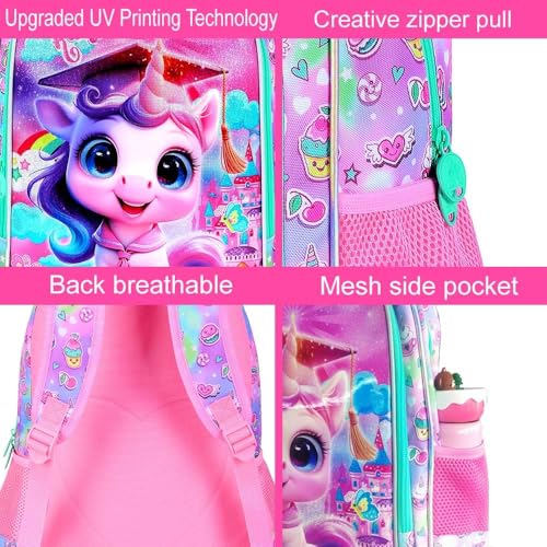 Image of AGSDON 3PCS Backpacks for Girls, 16 inch Elementary Kids Backpack Preschool School Bookbags and Lunch Box