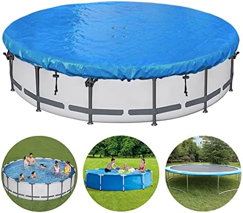 SIHAIAN Round Pool Cover 12-15FT Solar Covers for Above Ground Pools Round Pool Weather Cover Waterproof and Dust-Proof Pool Covers Suitable for Trampolines and Swimming Pool(14 FT Blue)