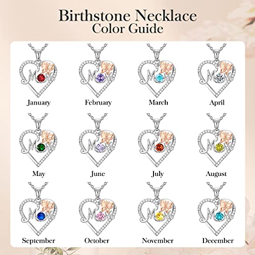 Mother' Day Gifts For Mom Butterfly Love Heart Pendant Necklaces With Birthstone Jewelry Gifts For Wife On Birthday, Anniversary, Valentine's Day, Christmas, Mothers Day For Mon (Silver-Jun-Alexandrite) #TOP3
