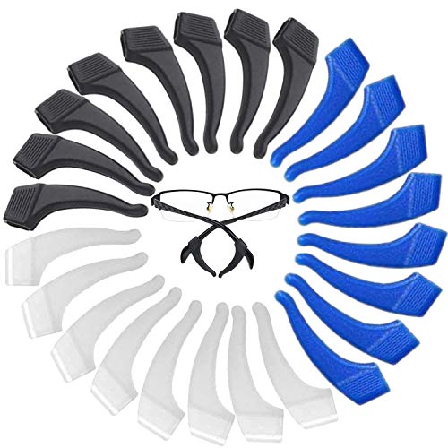 Image of MOLDERP Glasses Ear Grips, 20 Pairs Kids And Adults Glasses Anti-Slip, Silicone Elastic Eyeglasses Temple Tips Sleeve Retainer, Prevent Eyewear Sunglasses Spectacles Glasses Slipping (Mix-Blue, M)
