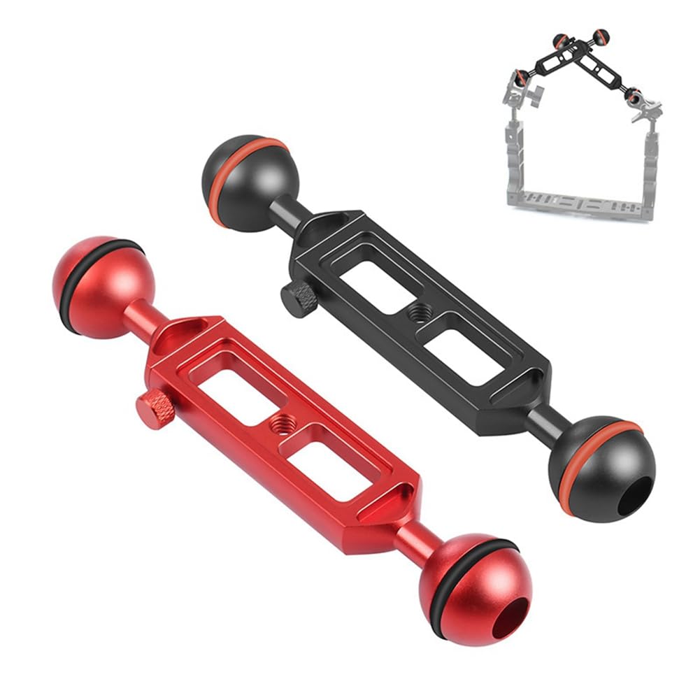 Support de de Bras Extensible 20 Cm de Longueur RéGlable avec Rotule 25 Mm de DiamèTre 1/4 Pouce Trou de Vis Support de PlongéE, Rouge