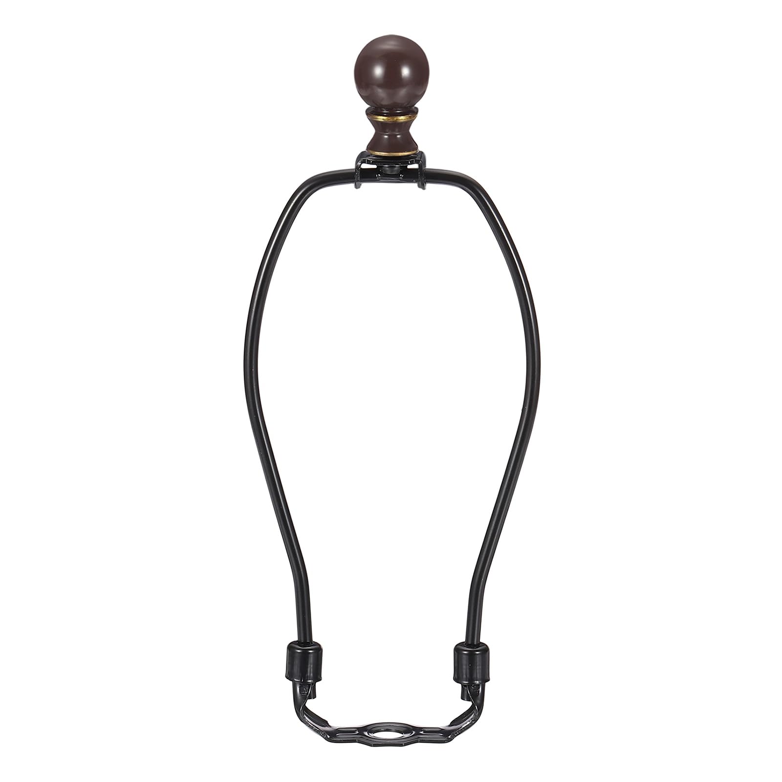 PATIKIL 1 Set 7.5" Lamp Shade Harp Holder, Heavy Duty Detachable Lampshade Brackets with 1.46" Height Solid Metal Finial Shade Holder for Table and Floor Lamps, Black/Brown