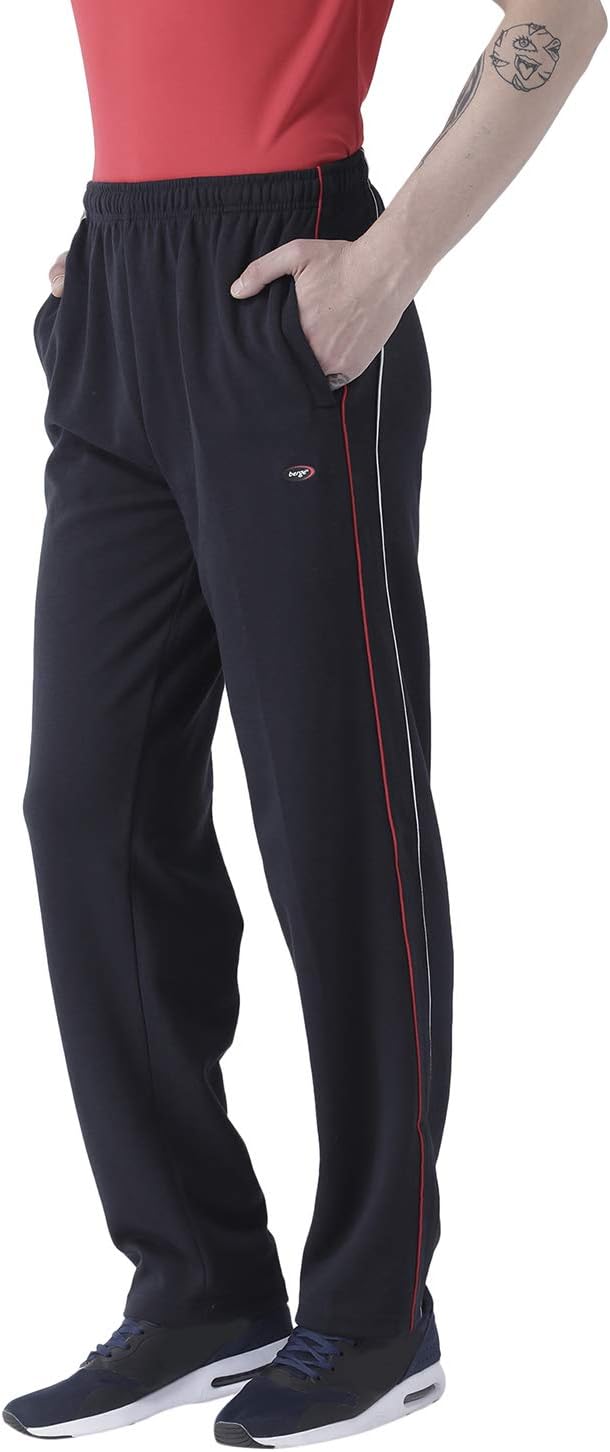 berge'Men's Knits Slim Fit Track Pant with Secure Zipper Side Pockets for Sports Exercise Gym Running Work from Home Comfort