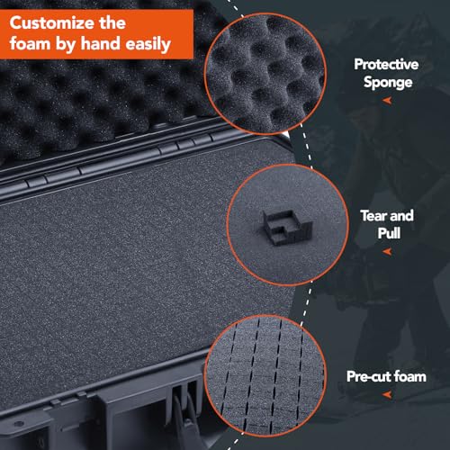 Lykus HC-4430 Waterproof Hard Case with Customizable Foam Insert, Interior Size 17.32x11.42x10.43 in, Suitable for camera, lens, drone, mic, flashlight, projector, electronics, tools, and more by Lykus - Image 2