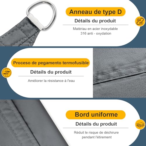 Toile ombrage imperméable triangle 4m anthracite protection 95% UV