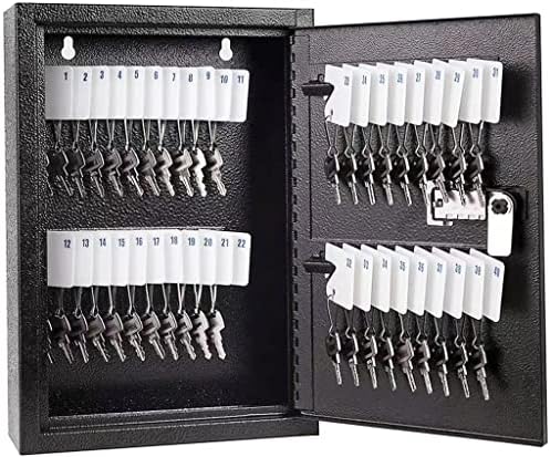 Key Cabinet Wall Mount Key Storage Lock Box with Combination Lock Steel Key Box Holder for Wall 40 Key Hooks Black