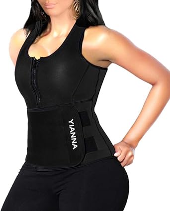 Yianna Sweat Neoprene Sauna Suit Tank Top Vest With Adjustable Shaper Waist Trainer Belt Amazon Co Uk Sports Outdoors