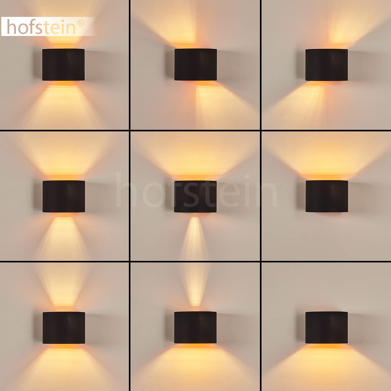 Wandleuchte Badajoz, moderne Wandlampe aus Metall in Schwarz/Kupferfarben, runde Leuchte m. verschiedenen Lichteffekten, Up&Down Leuchte, 1-flammig, 1x G9, ohne Leuchtmittel