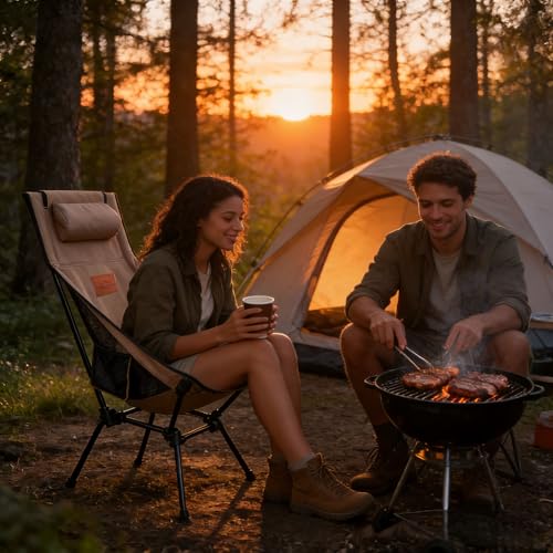 UpeanGeers Folding Camping Chair,Zero Gravity Backpack Stool & Heavy-Duty High Back Reclining Sofa, Easy Installation Portable Outdoor Seating for Fishing, Beach, Picnic&Gift(Blue) — view 6