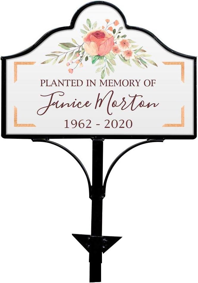 GiftsForYouNow Personalized Planted In Memory Of Floral Magnetic Yard Sign Set