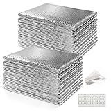 16PCS 24 x 48inch Garage Door Insulation Reflective Foil Insulation Bubble Reflective Aluminum Foil Winter Summer Thermal Shield Pre-Cut Barrier Sheets with 120 Tapes for Garage Attic Wall