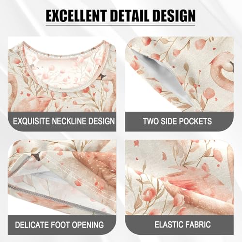 ALAZA Watercolor Cute Swan Pajamas Short Sleeve 2 Piece Sleepwear Top and Bottom Pajama Set Unisex4
