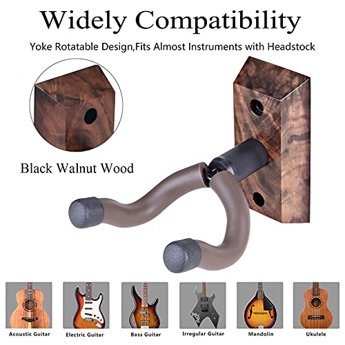 Lot de 3 crochets muraux en noyer noir pour guitare acoustique, électrique, basse - Les Beatles, Paul McCartney, John Lennon, RIngo Starr, George Harrison Lot de 3 crochets muraux en noyer noir pour guitare acoustique, électrique, basse – Image 3