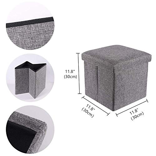 Ycoco Linen Storage Ottoman Cube,Square Ottoman Foot Rest Stool With Memory Foam Seat,Foldable Toy Boxes Chest,Ottoman Coffee Table,11.8"X11.8"X11.8",Grey Pack Of 1 #TOP2