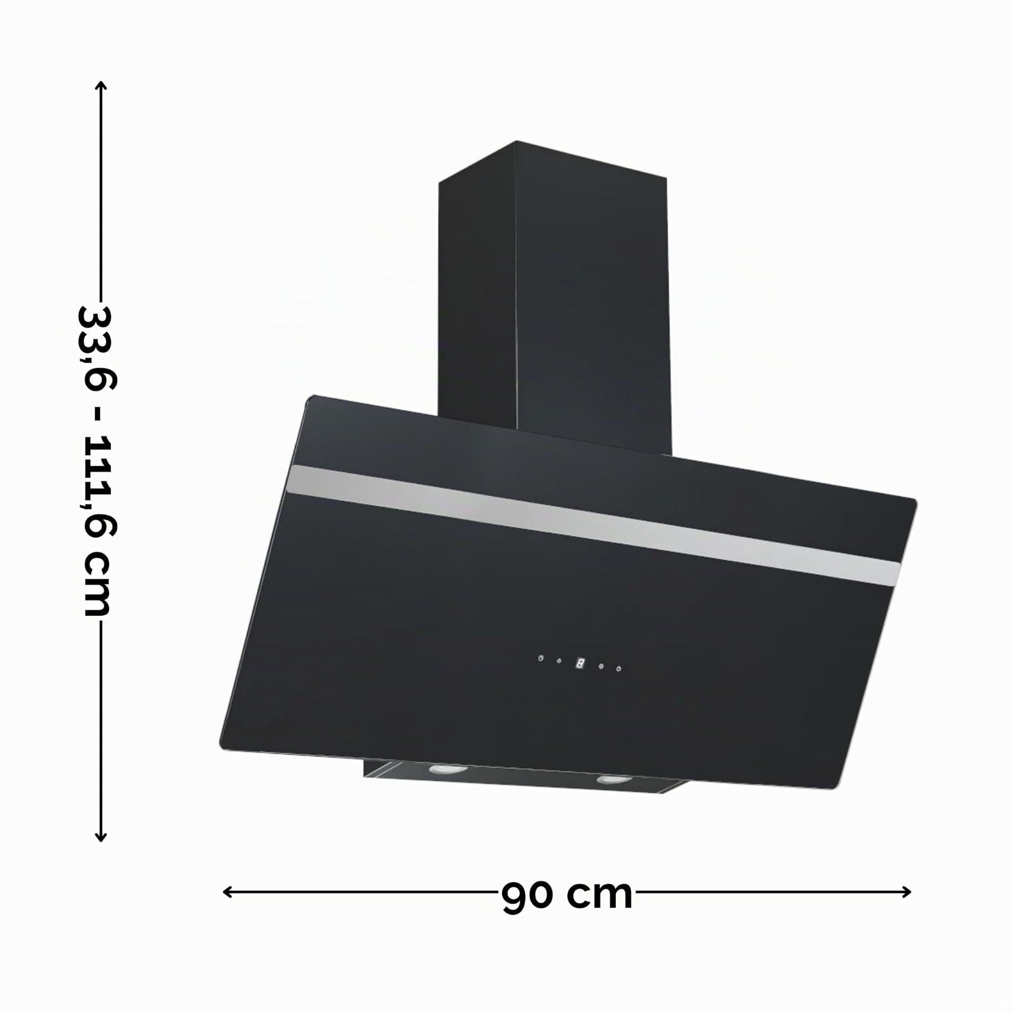 PKM Dunstabzugshaube S20-90ABTH | schwarz | 90cm Breite | Display mit Touch Control