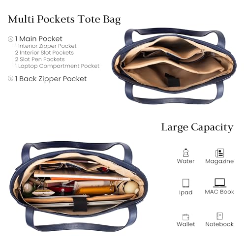 Image of befen Genuine Leather Tote Bag for Women Work Travel Leather Purse Handbags