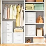 2-Pack Stackable Storage Drawers (4 Drawers Total), White Closet Organizer with Wooden Top & Metal Frame, Freestanding or Stackable Dresser for Bedroom, Living Room, Under Bed - Image 2