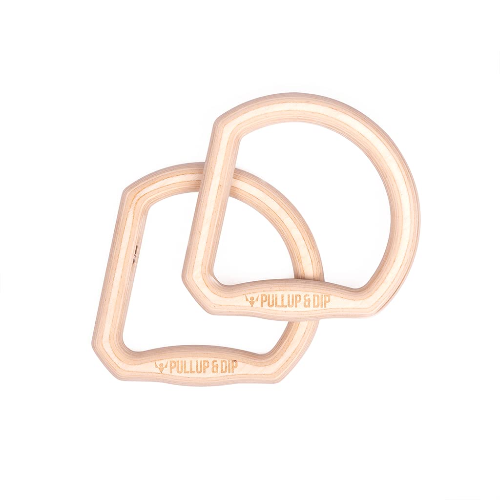 PULLUP & DIP Premium Gymnastic Rings, Wooden Gym Rings for Calisthenics - Wide Straps with Length Markings + Door Anchor + Carry Bag + Exercise Guide, Calisthenics Rings