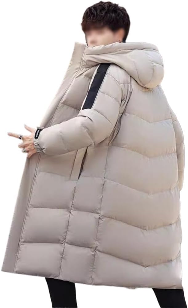 VIDI Winter Down Jacket For Men Long Over The Knee Thick Warm White Duck Lovers Coat