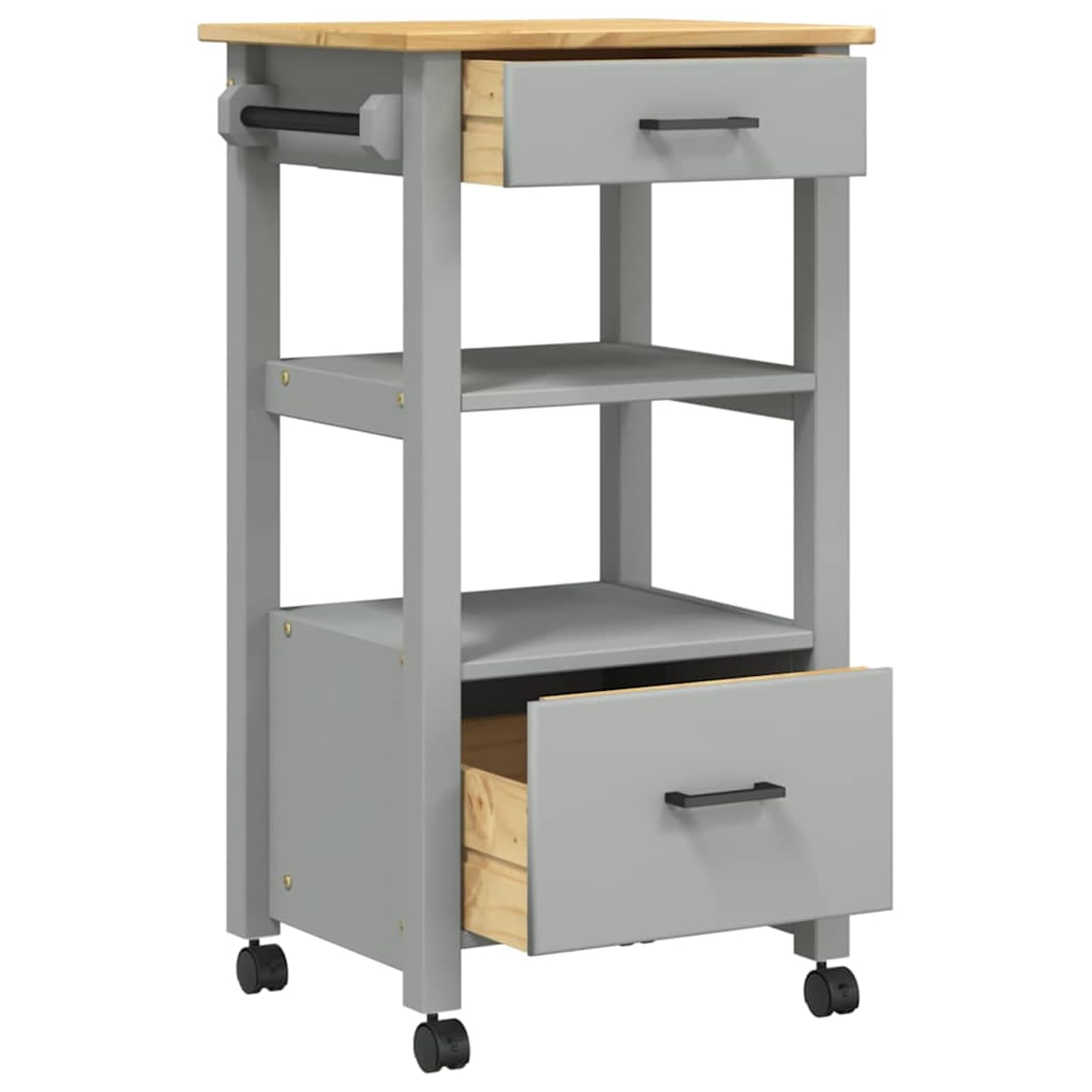 Carrello da Cucina Monza 48x40x88,5 cm in Legno Massello di Pino