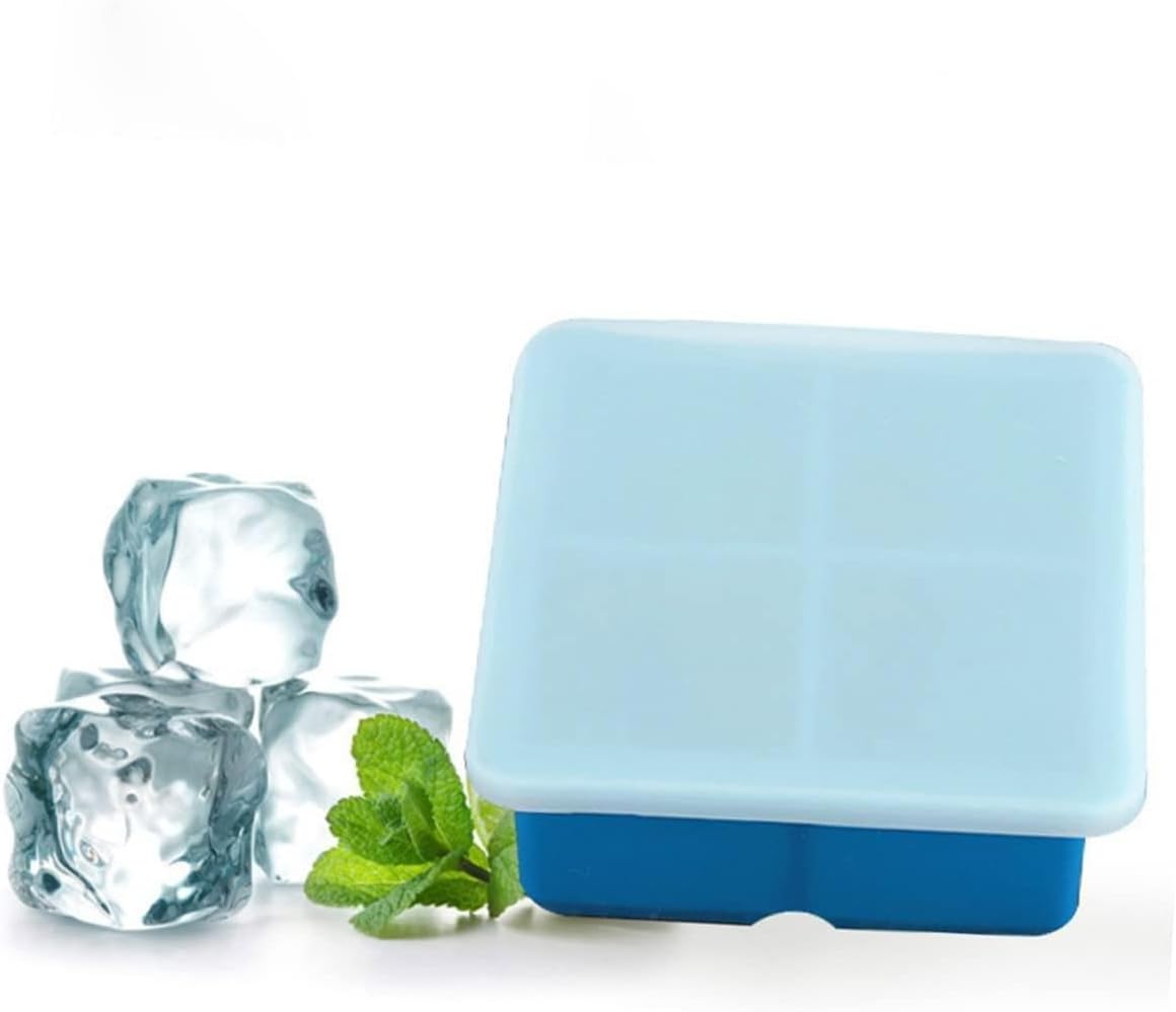 VOSAREA 2Pcs Food Grade Silicone Ice Cube Tray with Lids Design for Bars and Kitchens Sky Blue Flexible and Safe Ice Mold for Beverages Cocktails and More
