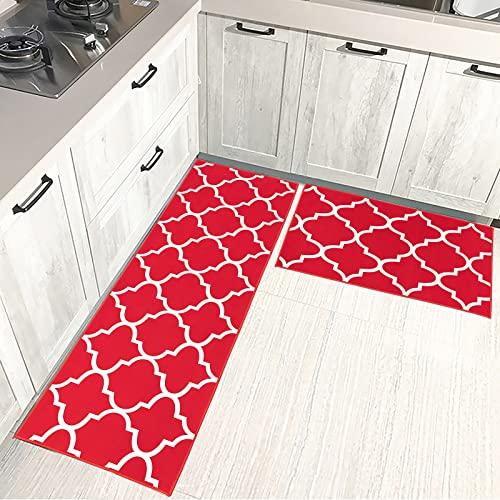 Kitchen Rugs Kitchen Mat Set Of 2 Kitchen Rug Non-Slip Kitchen Rugs And Mats 47.3X17.3/31.5X17.3 Inch Floor Mat Doormat Runner Rug For Kitchen, Laundry, Living Room, Bedroom, Bathroom, Front Door #TOP9