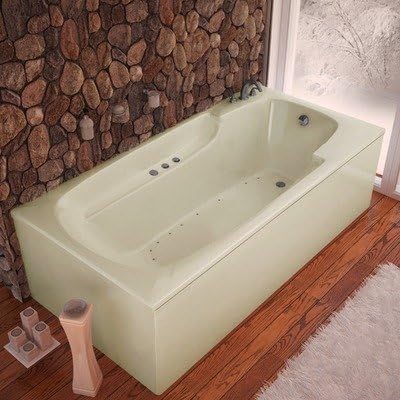 Anguilla 42 x 72 x 23" Rectangular Air Jetted Bathtub Color/Trim / Tile Flange / Front Skirt / Drain: Biscuit / Polished Brass / No / Yes / Right