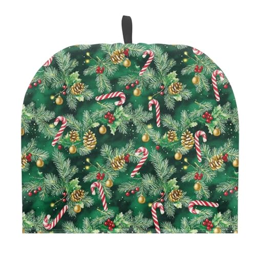 Image of Christmas Tea Cozy Candy Cane Print Creative Insulated Tea Cosy Extra Thick Home Kitchen Decoration Creative Gifts Dust Teapot Cover Kitchen Accessories for Festival