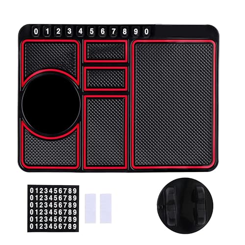 Image of GLUN Anti-Slip Car Dashboard Mat with Phone Holder, Universal Non Slip Sticky Rubber Pad with 2 Fresh Aroma Sticks & Radium Night Glow