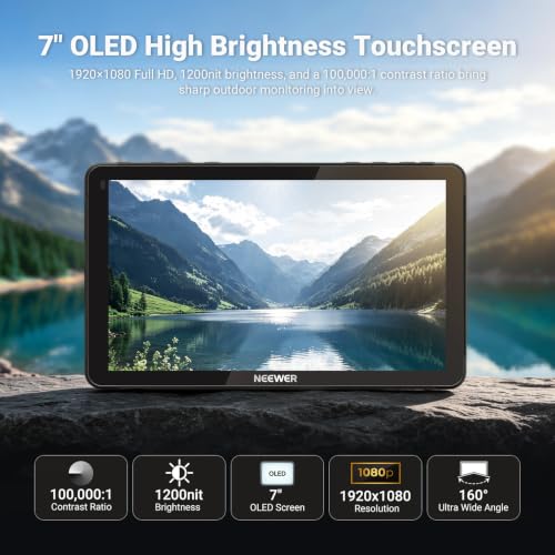 Image of NEEWER F700U 7 inch Camera Field Monitor, 1200nits 1920x1080 OLED Touchscreen | 4K HDMI, Loop in /Out with 3D LUT Peak Focus Video Assist HDR Waveform SDI, 2 4400mAh F750 Batteries for DSLR Photo Filmmaking