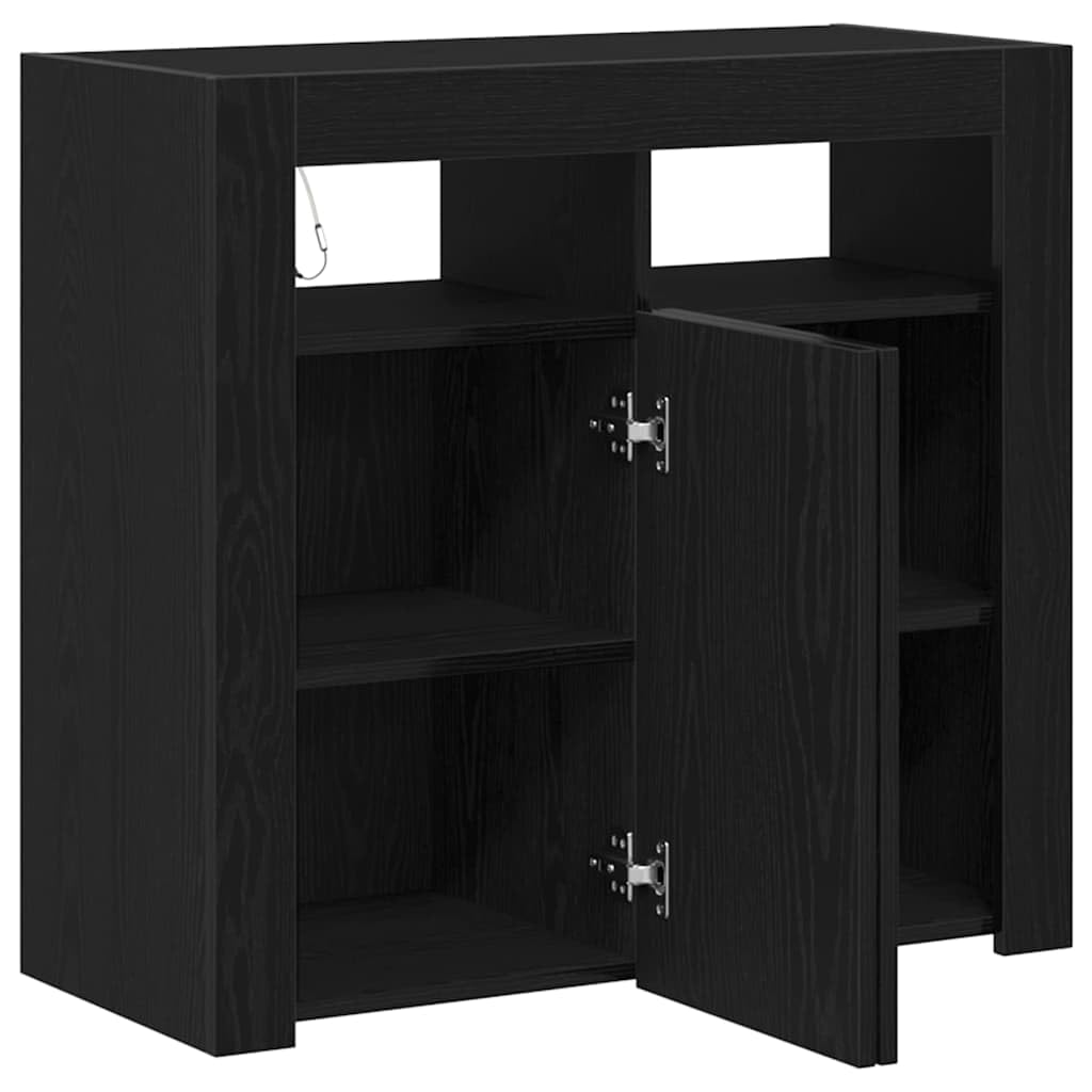 vidaXL Buffet Chêne Noir 80 x 35 x 75 cm Bois d'ingénierie, Buffet rectangulaire élégant pour Le Salon, Meuble de Rangement Moderne, Cabinet d'intérieur Polyvalent