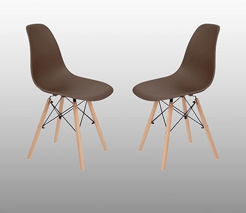 Teamson Home Allan - Silla de comedor lateral de plástico con patas de madera, juego de 2, color marrón Teamson Home Allan - Silla de comedor lateral de plástico con patas de madera, juego de 2, color marrón